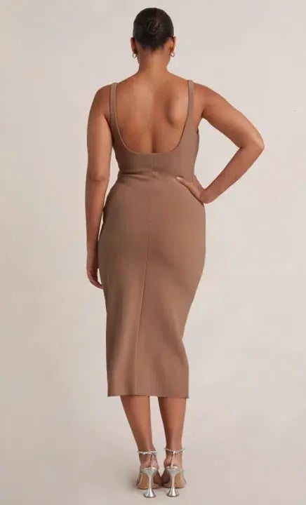 Bec & Bridge Karina Tuck Midi Dress Brown Size 8 / S photo 2