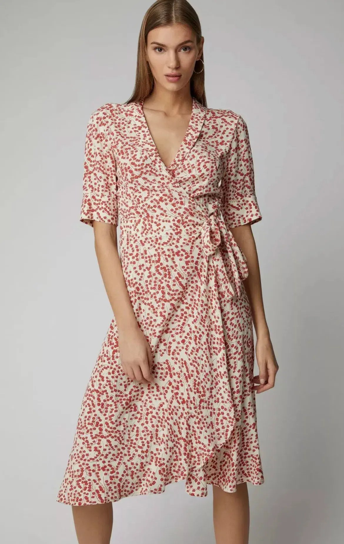 Ganni Goldstone Crepe Wrap Dress Print Size 34 photo 4