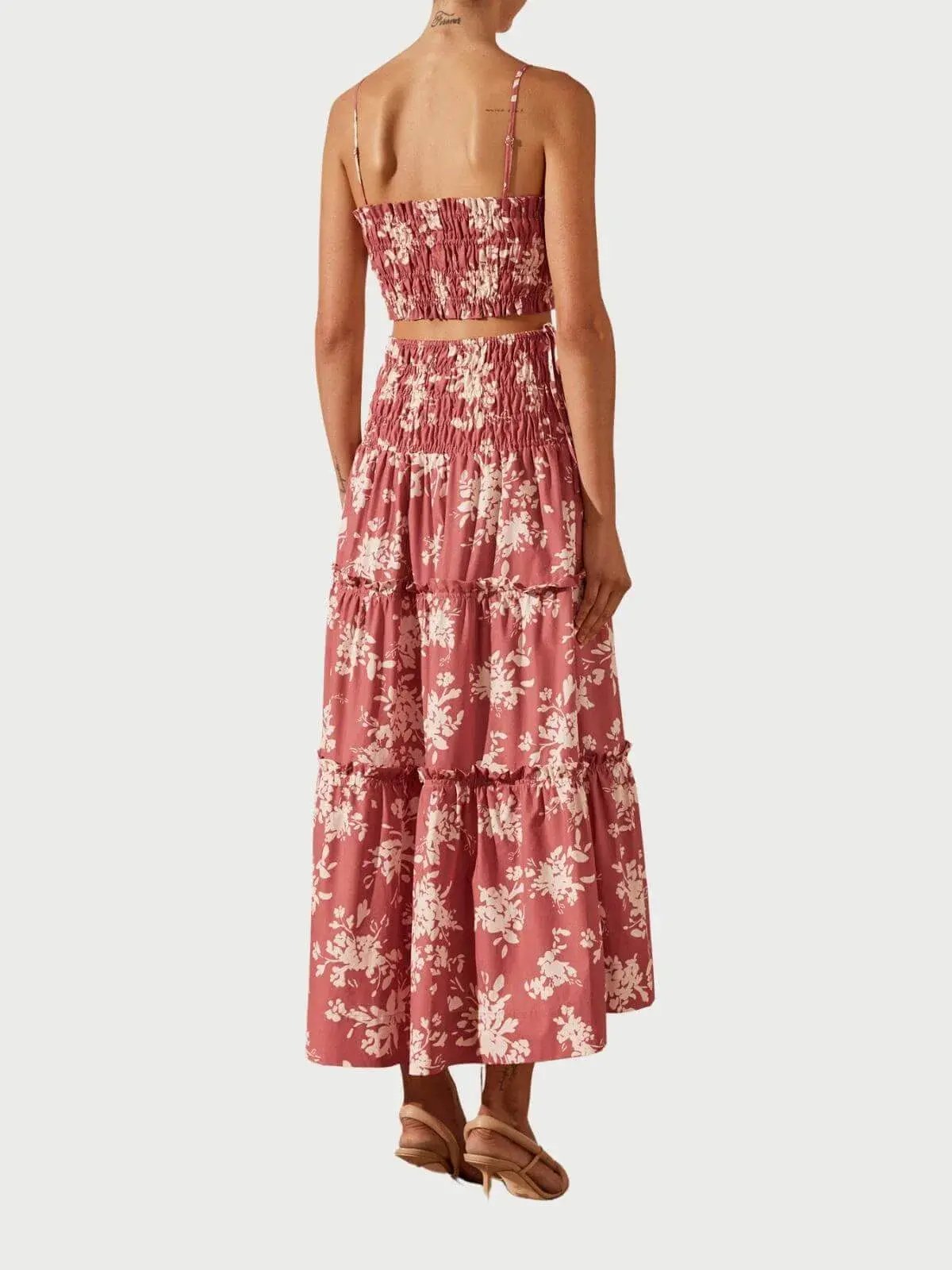 Shona Joy Cali Shirred Tiered Midi Dress Strawberry Size 14 / XL photo 2
