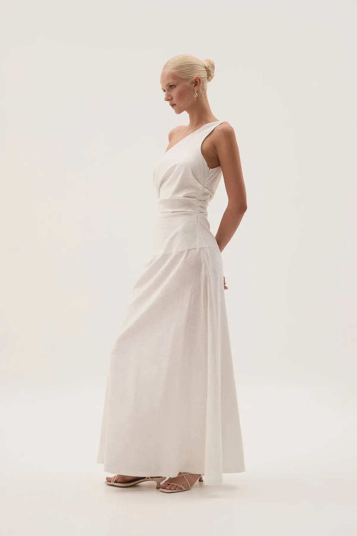 Aje White Daze One Shoulder Maxi Dress White Size AU 6 photo 3