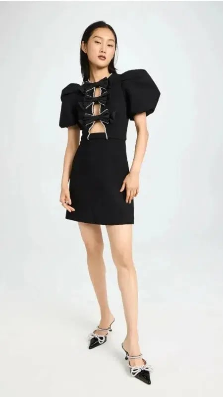 Rebecca Vallance Katie Bow Mini Dress Black Size 10 photo 5