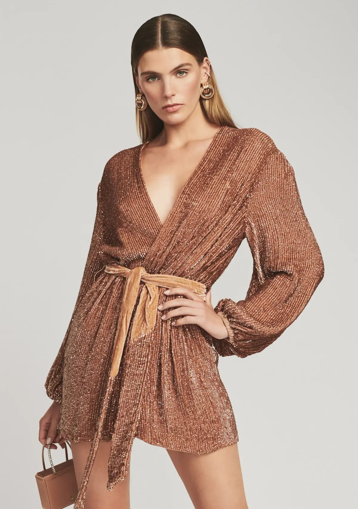 Retrofete Gabrielle Robe Dress in Bronze Sequin Size 12 photo 4
