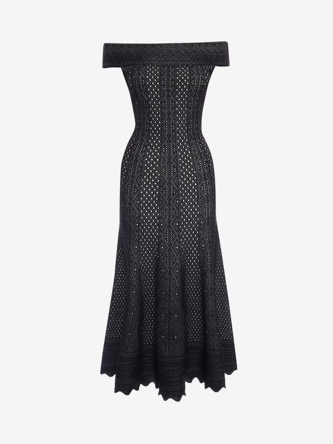 Alexander McQueen Off the Shoulder Jacquard Lace Dress Size 12 photo 2