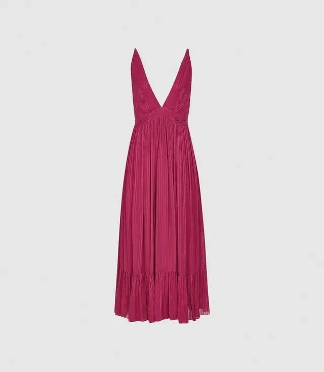 Reiss Women's Marie Textured Fabric Dress Pink Size 10 photo 4