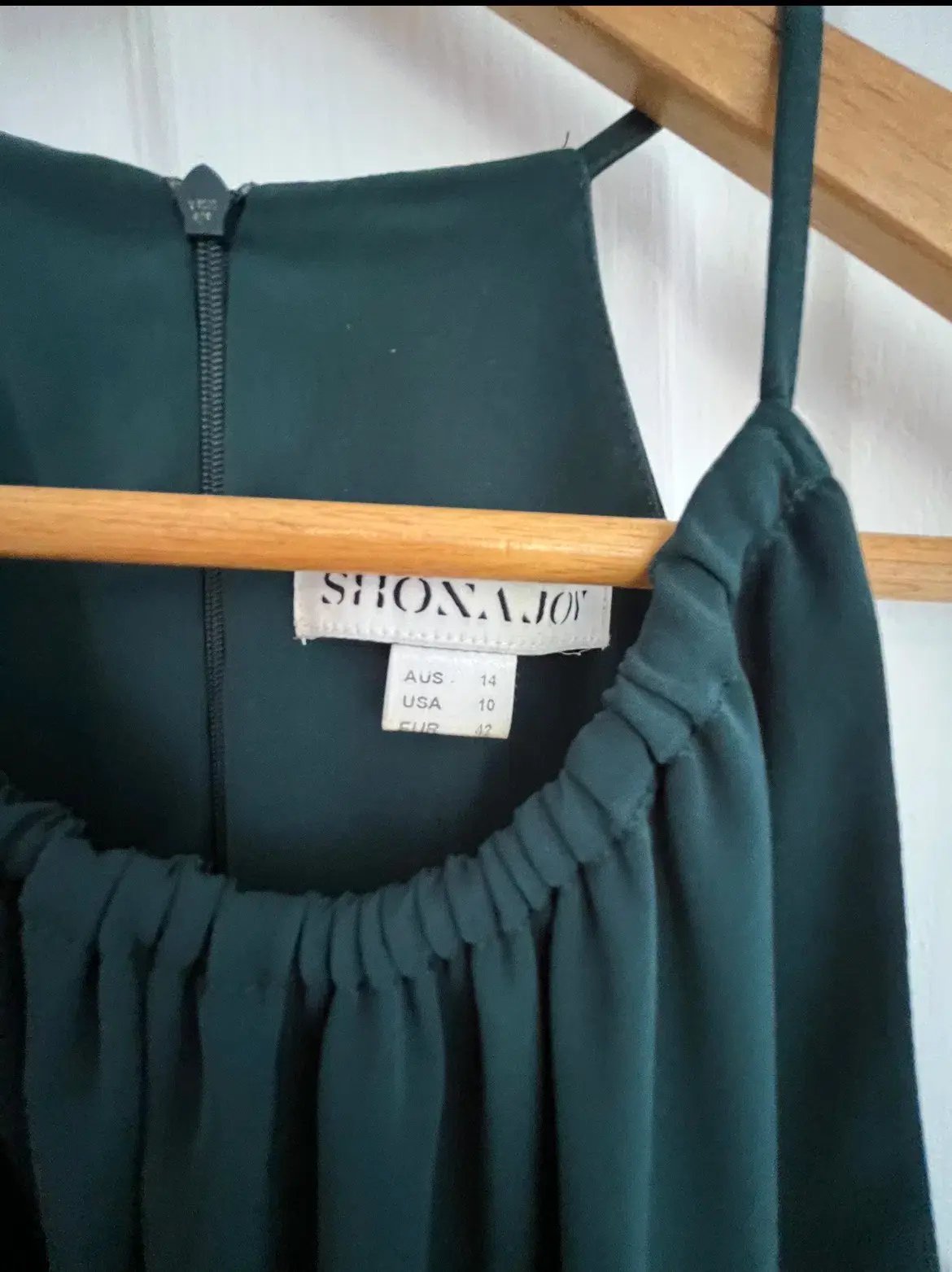 Shona Joy Core High Neck Ruched Dress Emerald Size AU 14 photo 5