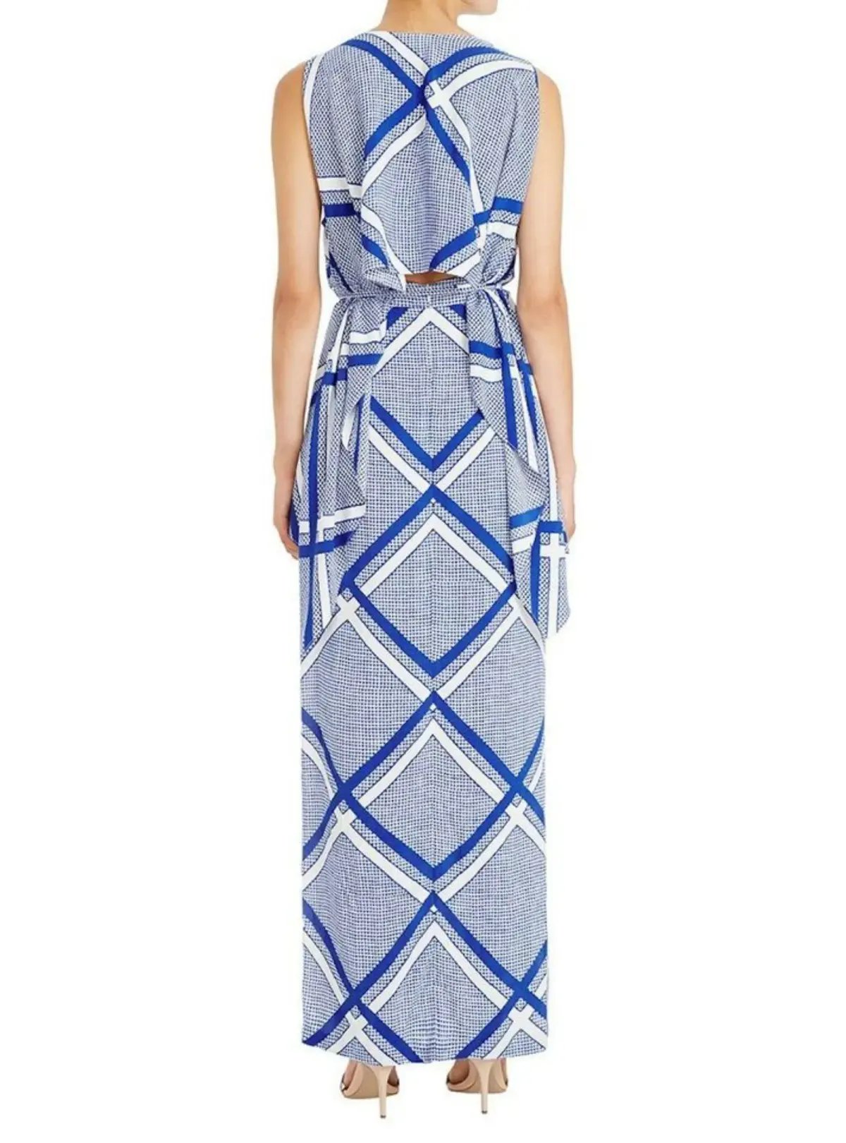 Sass & Bide The Flight Geometric Maxi Dress Blue/White Size AU 12 photo 3