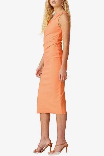 Bec and Bridge Clover Asym Midi Dress in Nectarine Orange Size 6 photo 3