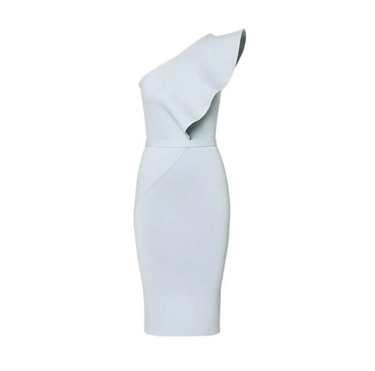 Scanlan Crepe Knit Ruffle Dress Argento Size M / Au 10 photo 3