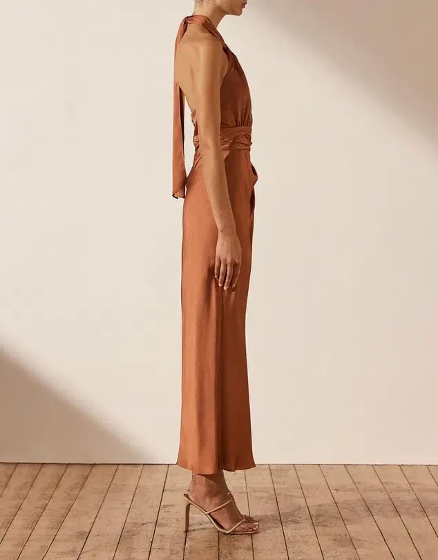 Shona Joy Luxe Halter Midi Dress Mocha Size 12 photo 2