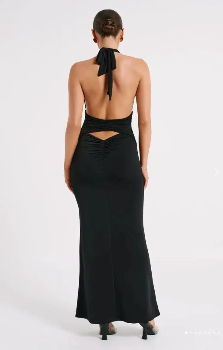 Meshki Jovanna Slinky Halter Maxi Dress Black Size 8 photo 2