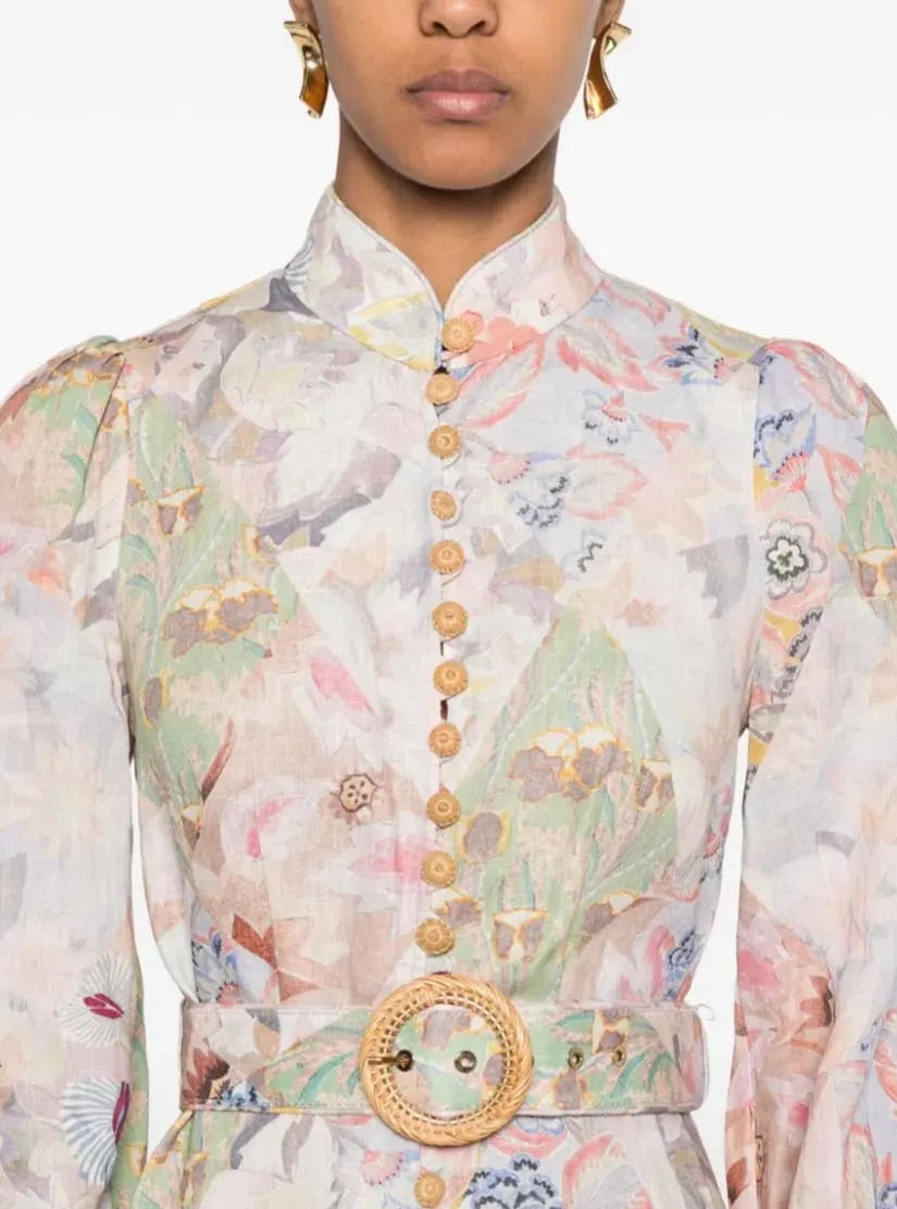 Zimmermann Illustration Belted Mini Dress in Multi Floral Diamond Size 1 / AU 10 photo 5