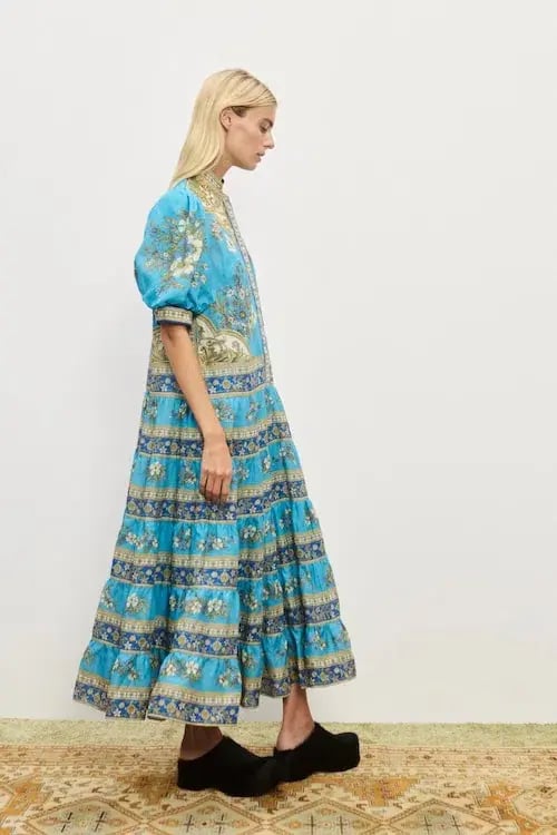 Alemais Cassie Tiered Midi Dress in Blue Size AU 12 photo 2