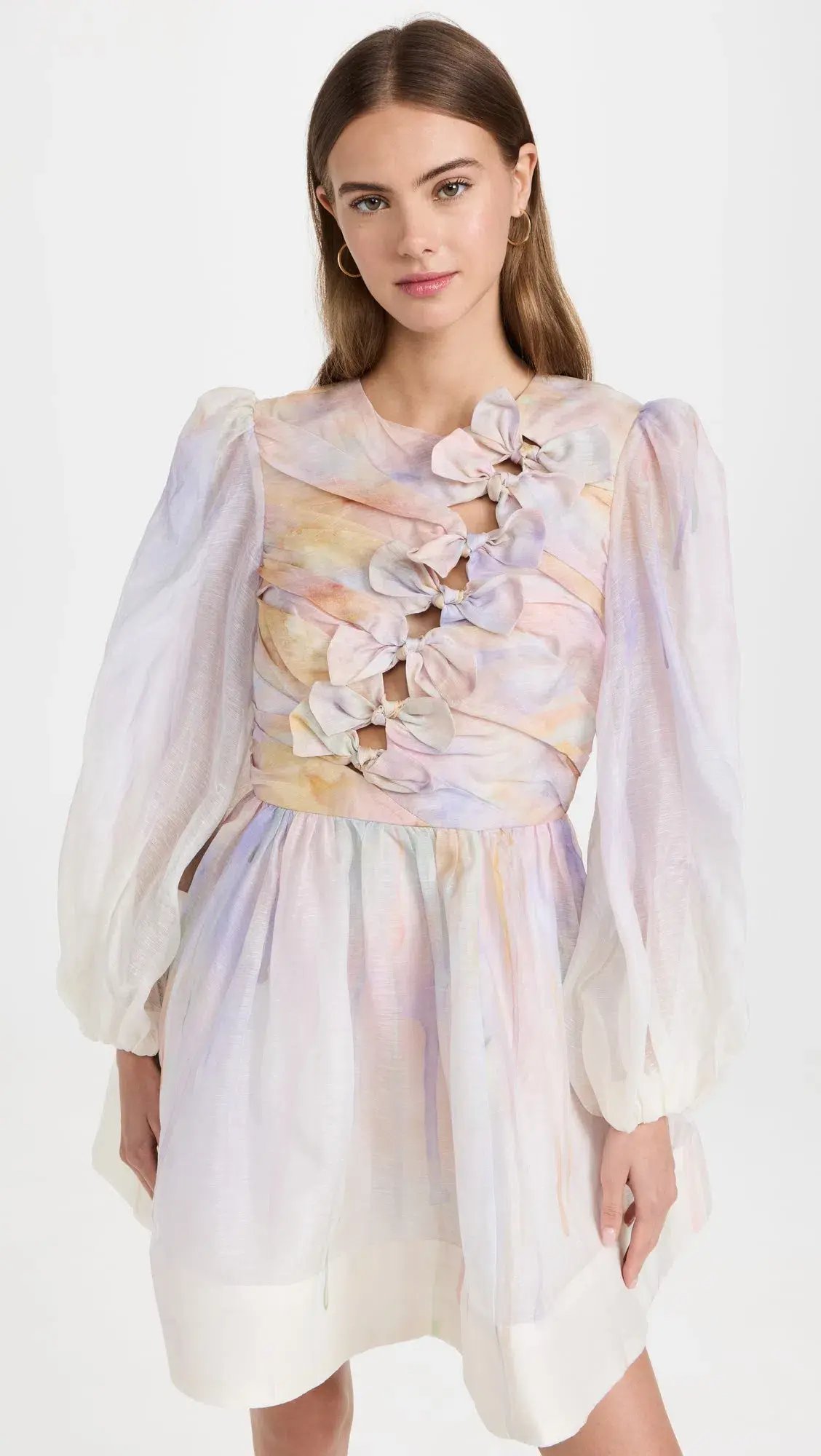 Zimmermann Rhythmic Knot Mini Dress Abstract Rainbow Size 1 / AU 10 photo 2