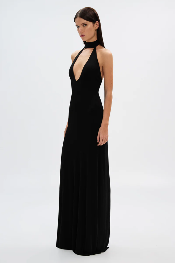 MISHA MAYBEL JERSEY GOWN - BLACK photo 2