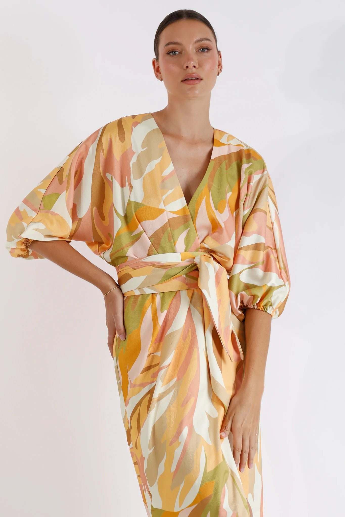 PASDUCHAS VISTA WRAP MIDI DRESS - SUNSET photo 2