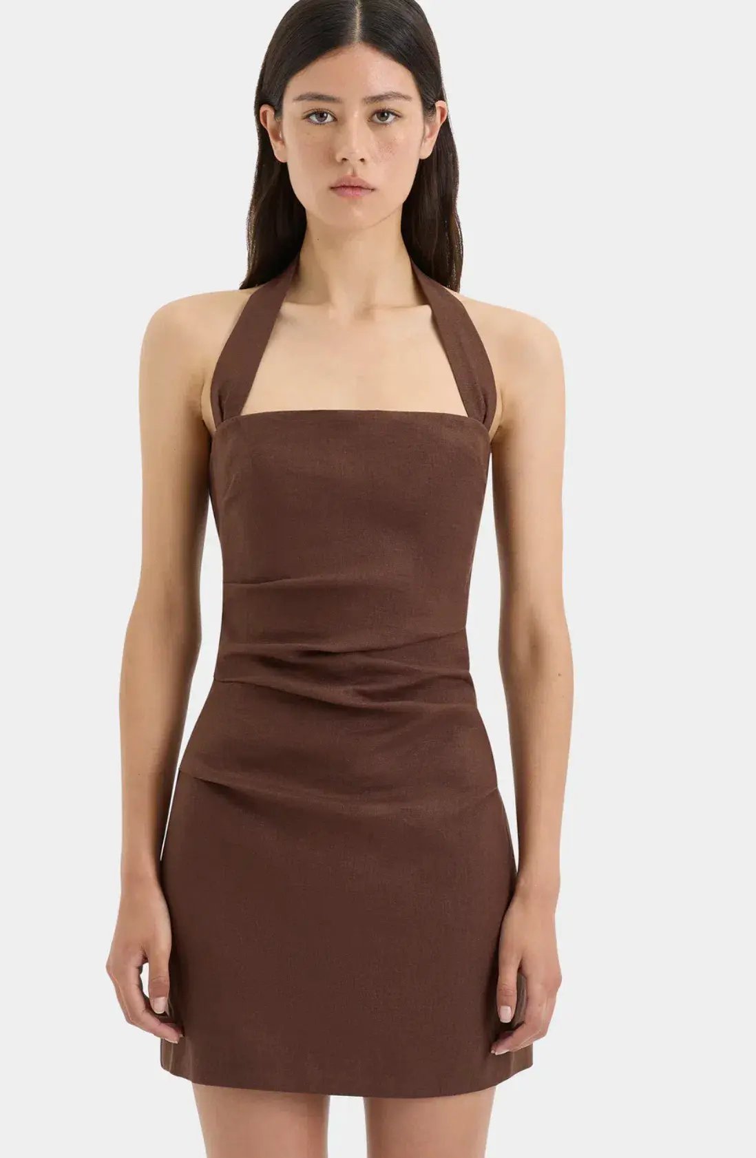 Noemi Halter Mini Dress Brown Size AU 12 photo 3