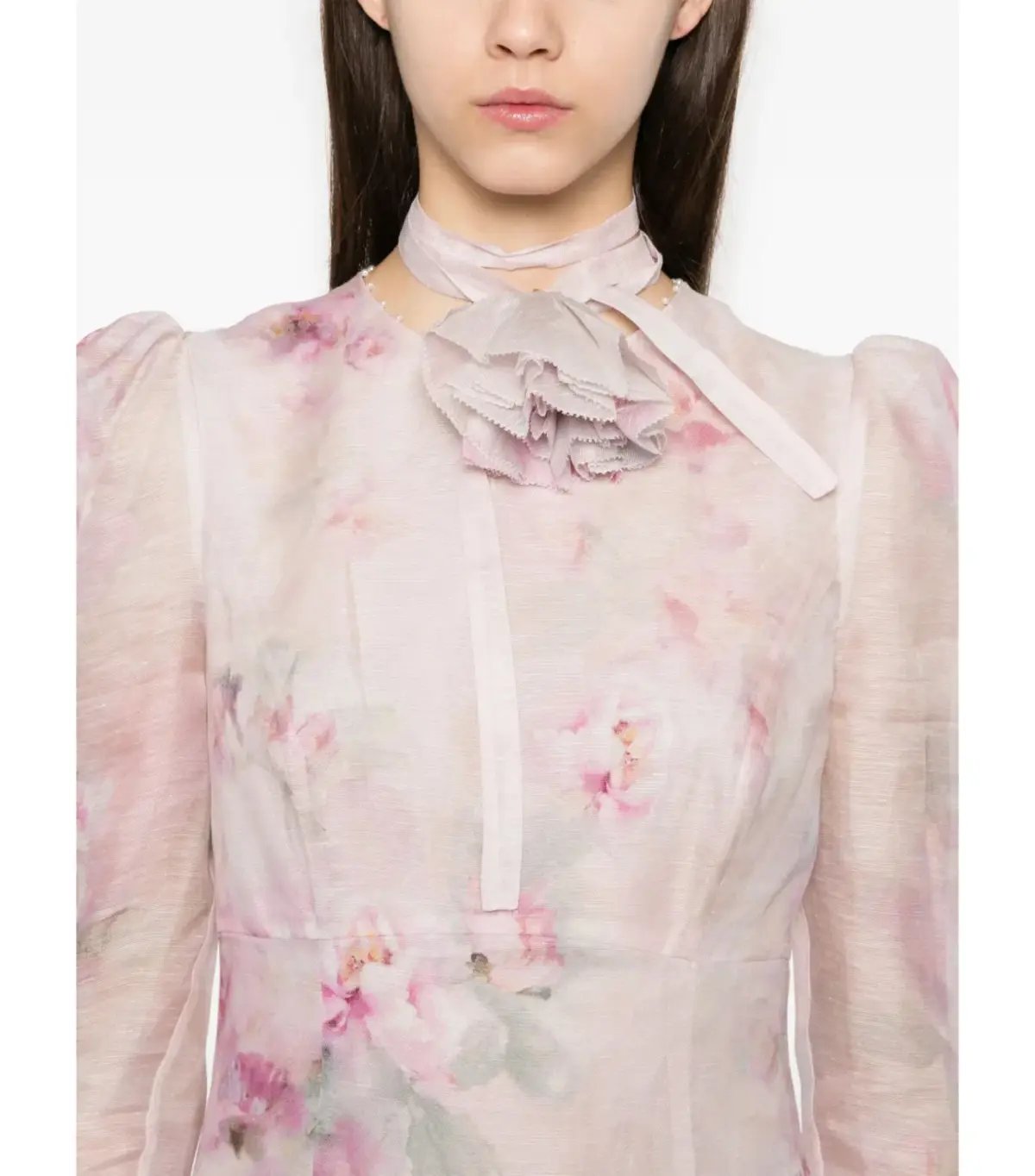 Zimmermann Crush Flower Midi Dress in Pink Floral Size 1 / AU 10 photo 2