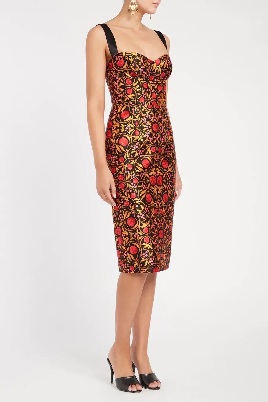 Rebecca Vallance Martine Midi Dress Black Print Size 8 photo 2