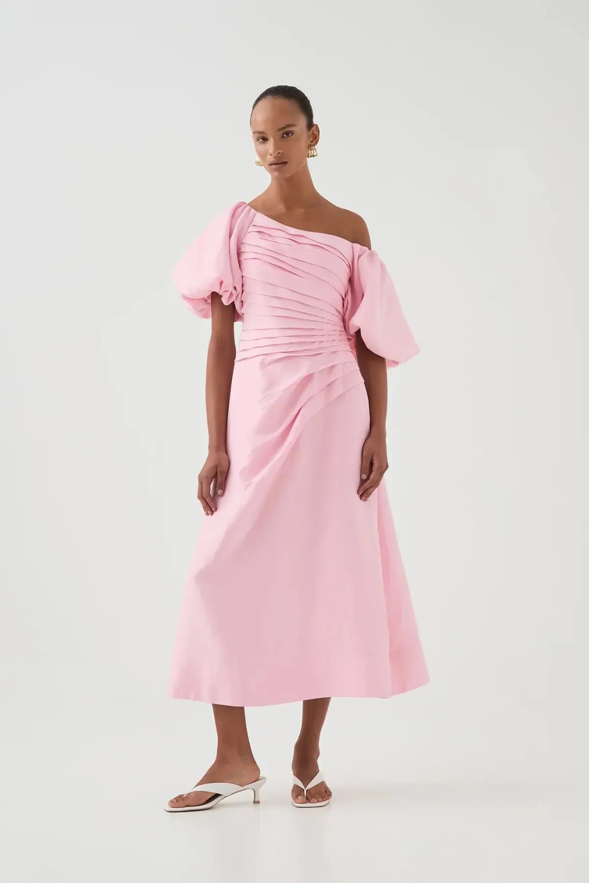 Aje Cadence Ruched Midi Dress / Pink / Size 16 photo 2