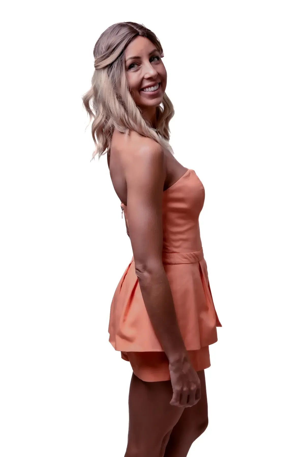 Bardot Strapless Playsuit / Shortsuit Orange Size 8 photo 5