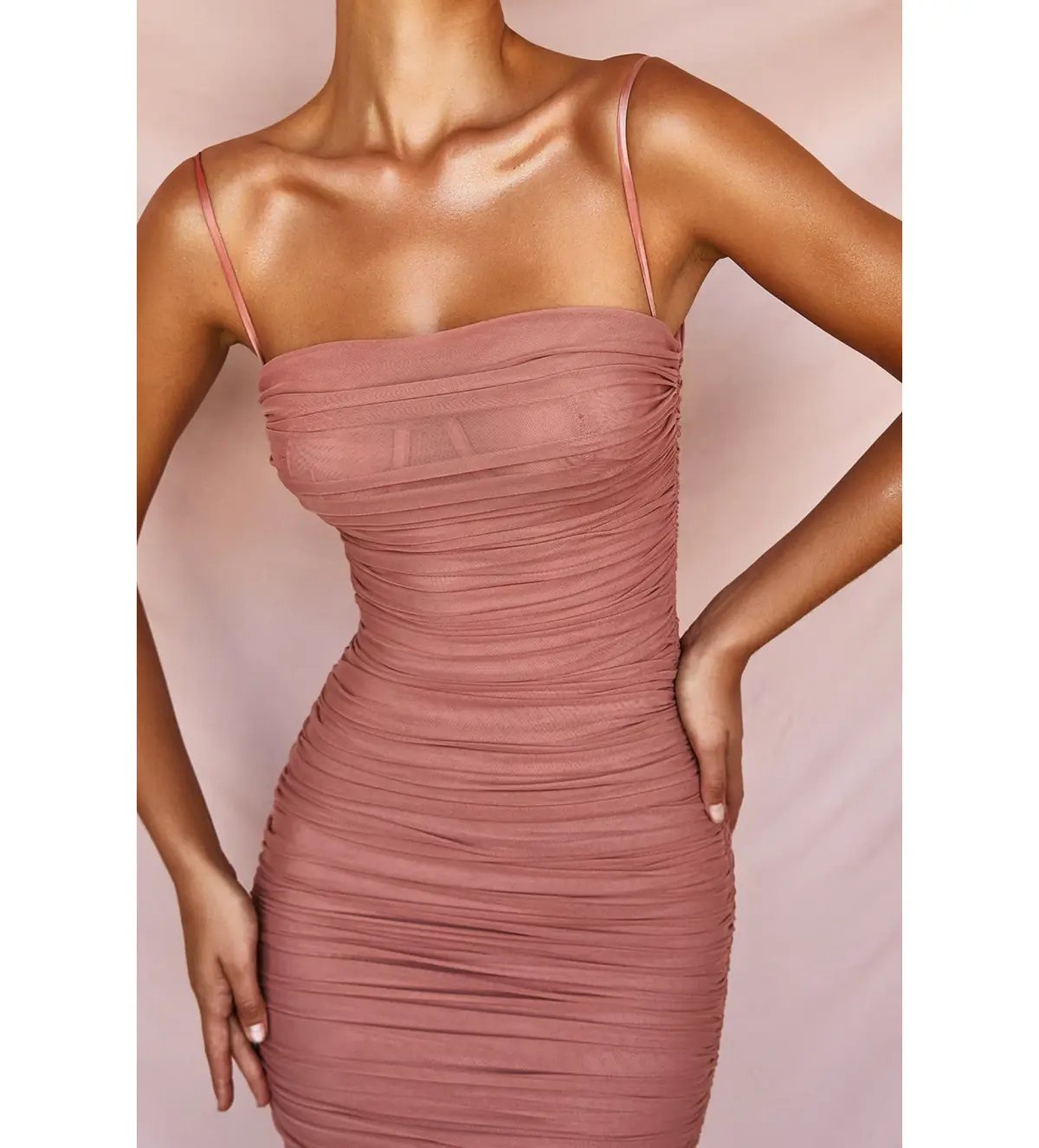 House of CB Sirene Gathered Organza Mesh Dress Antique Rose Size AU 14 photo 5