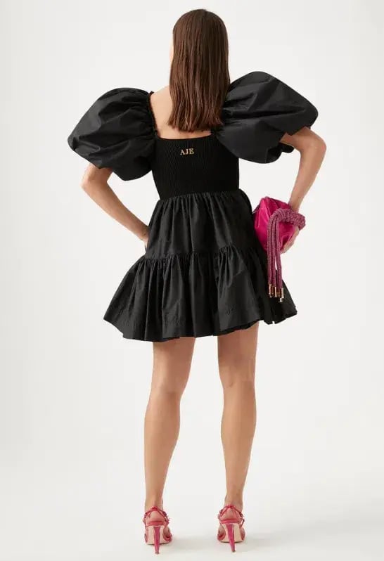 Aje Casa Puff Sleeve Mini Dress Black Size 10 photo 3