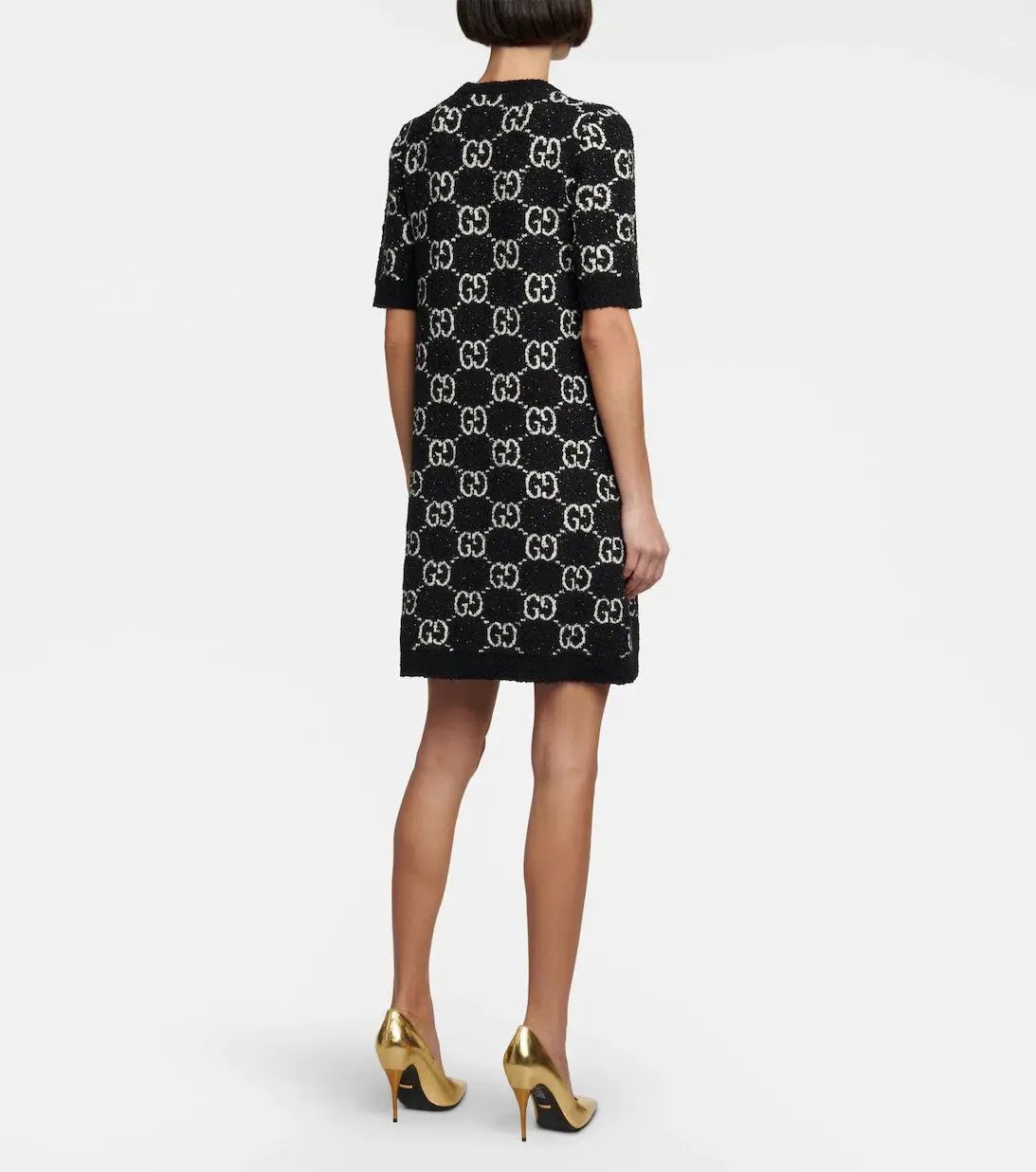 Gucci GG Jacquard Cotton-blend Minidress Dress Black Size  Xs/Au 8 photo 2
