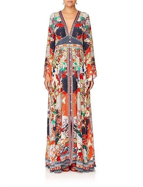 Camilla 'Geisha Girl' Kimono Sleeve Dress with Shirring Detail Size 14 photo 2