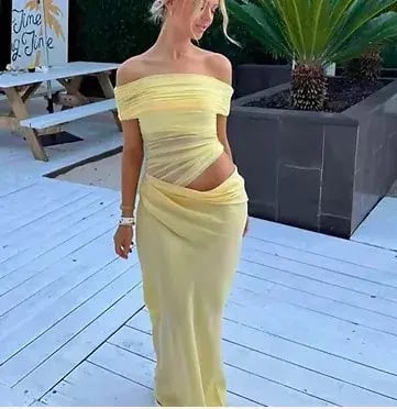 Benni Nico Maxi Dress Butter Yellow Size 14 photo 4
