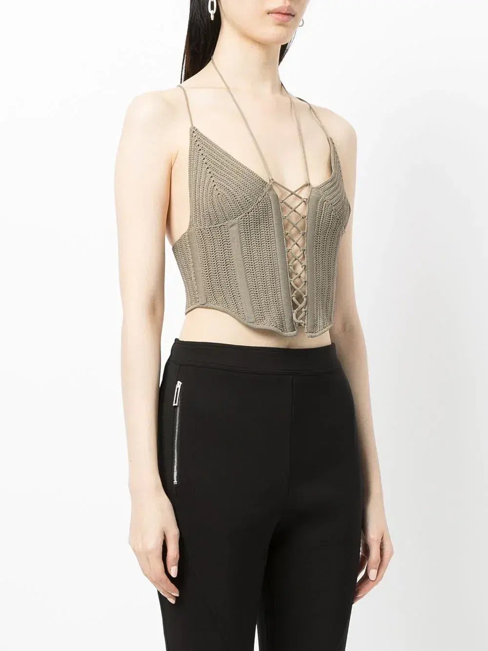Dion Lee Khaki Crochet Tie Corset Khaki Size 8 photo 4