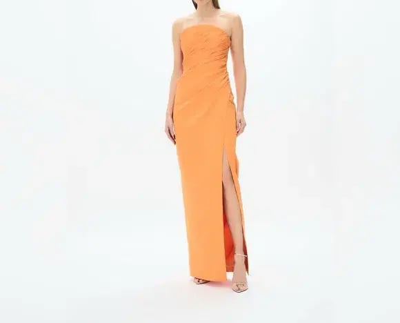 Rachel Gilbert Mira Strapless Gown Orange Amber Size 8 photo 2