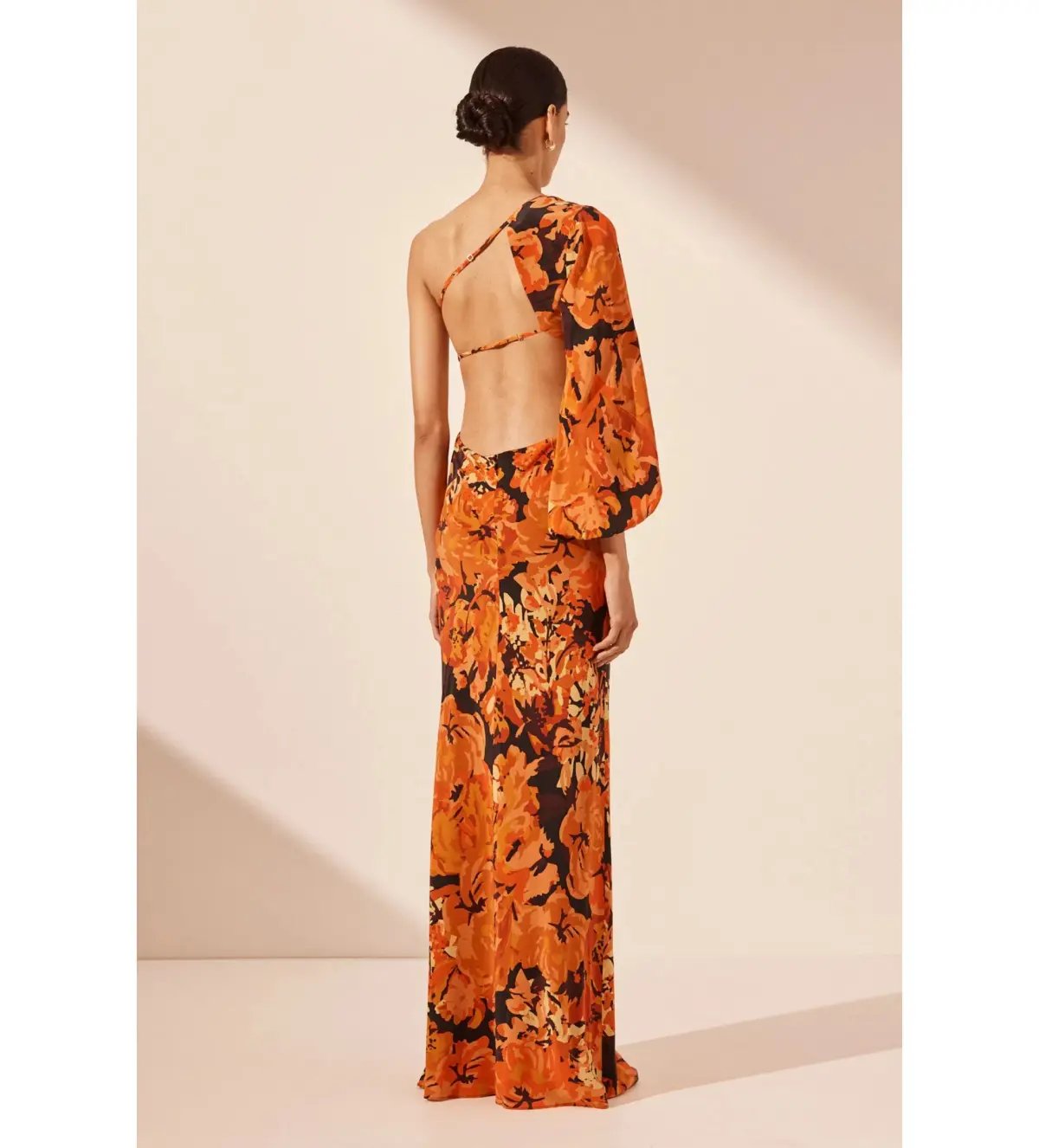 Shona Joy Santos Silk One Shoulder Open Back Maxi Dress Santos Size 8 photo 2