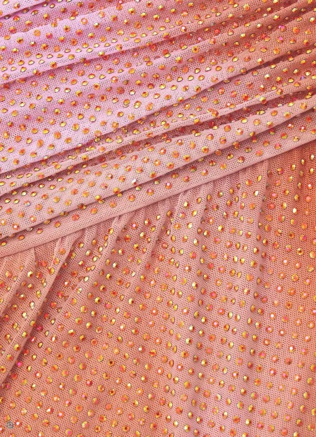 Self Portrait Orange Rhinestone Mini Dress Orange Size 8 photo 6