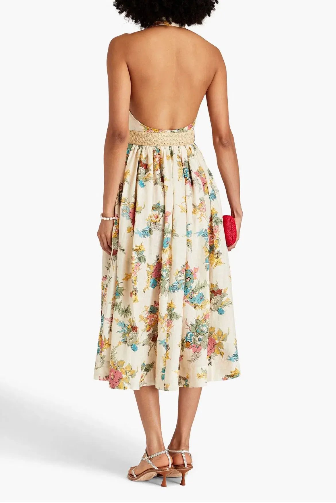 Zimmermann Clover Linen Halterneck Midi Dress Floral Size 3 / AU 14 photo 2
