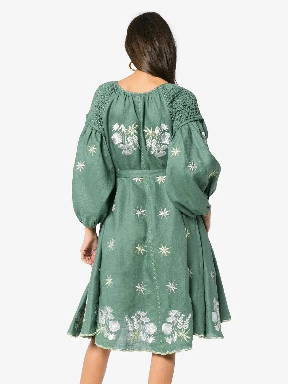 Innika Choo Hugh Jesmock Green Midi Smock Dress One Size photo 2