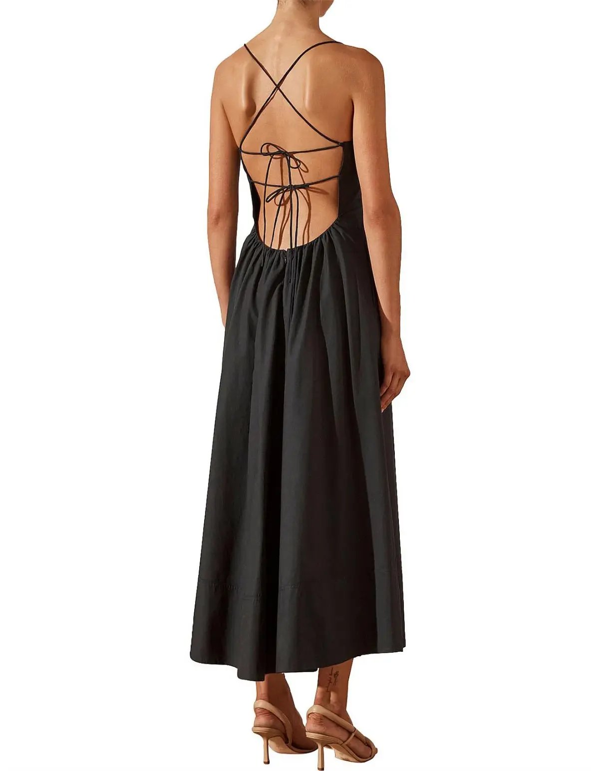 Shona Joy Andrea Low Open Back Midi Dress Black Size 6 photo 4