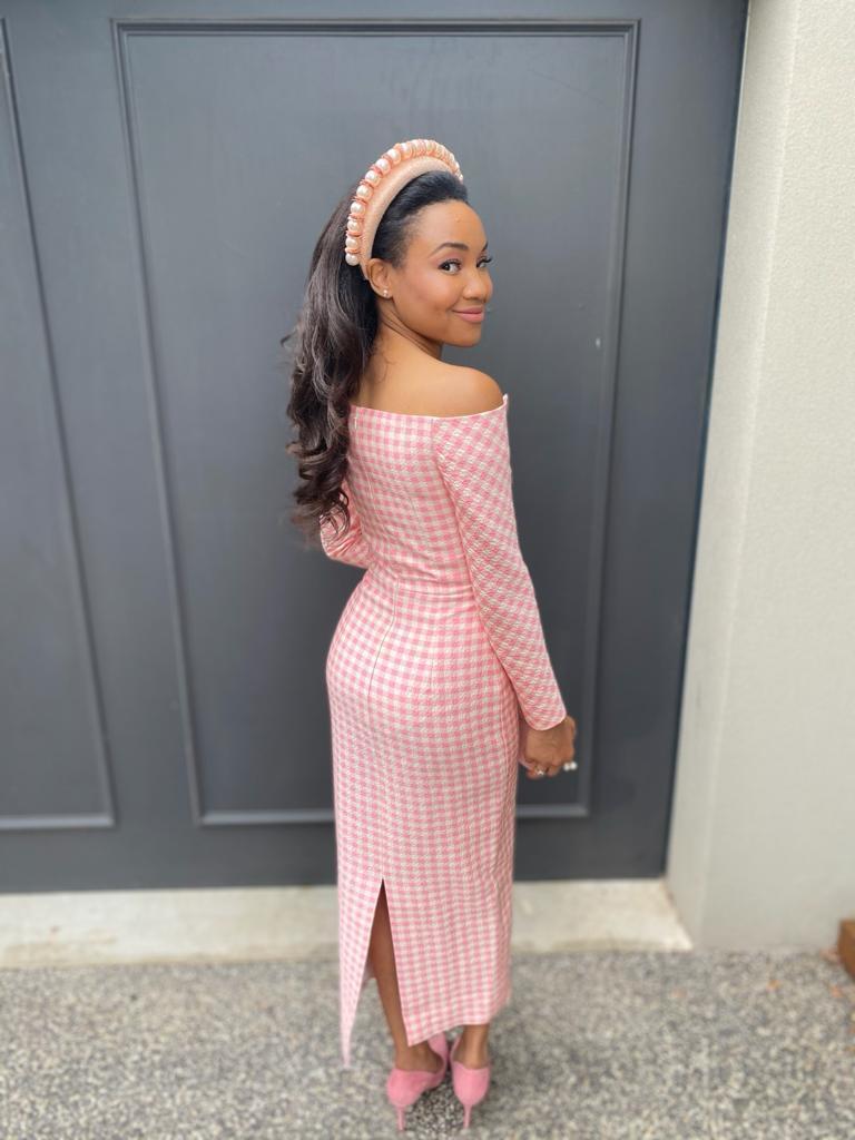 Emilia Wickstead Birch Midi Dress Pink Gingham Size 6 photo 5