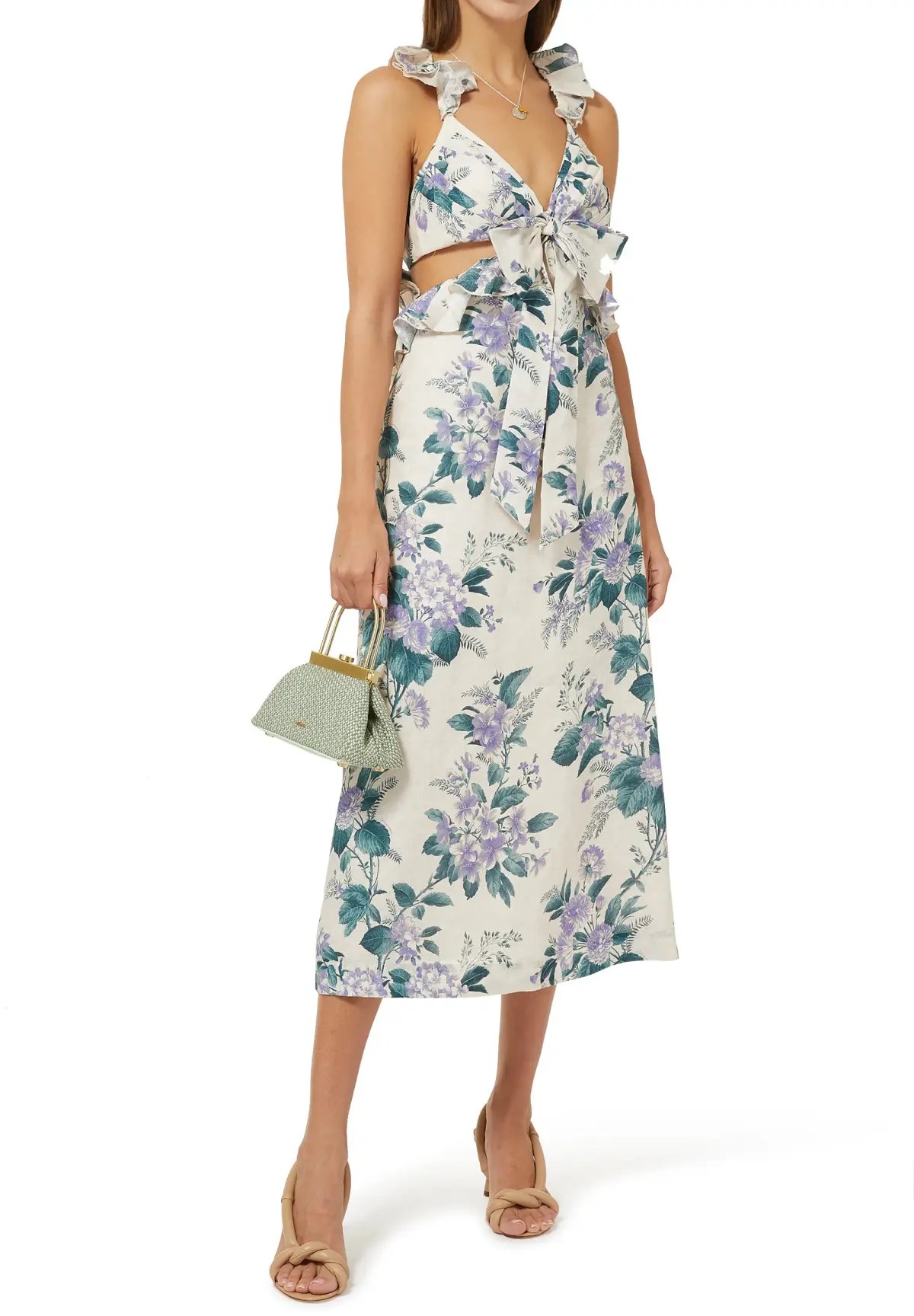 Zimmermann Cassia Ruffle Midi Dress Print Size 3 photo 3