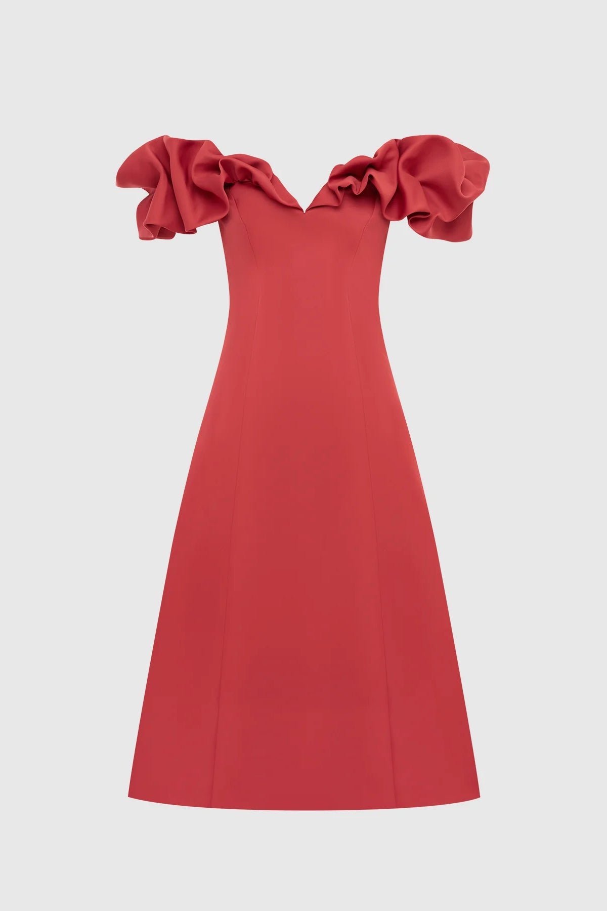 LEO LIN ANNIE OFF SHOULDER FRILL MIDI DRESS - MULBERRY photo 6
