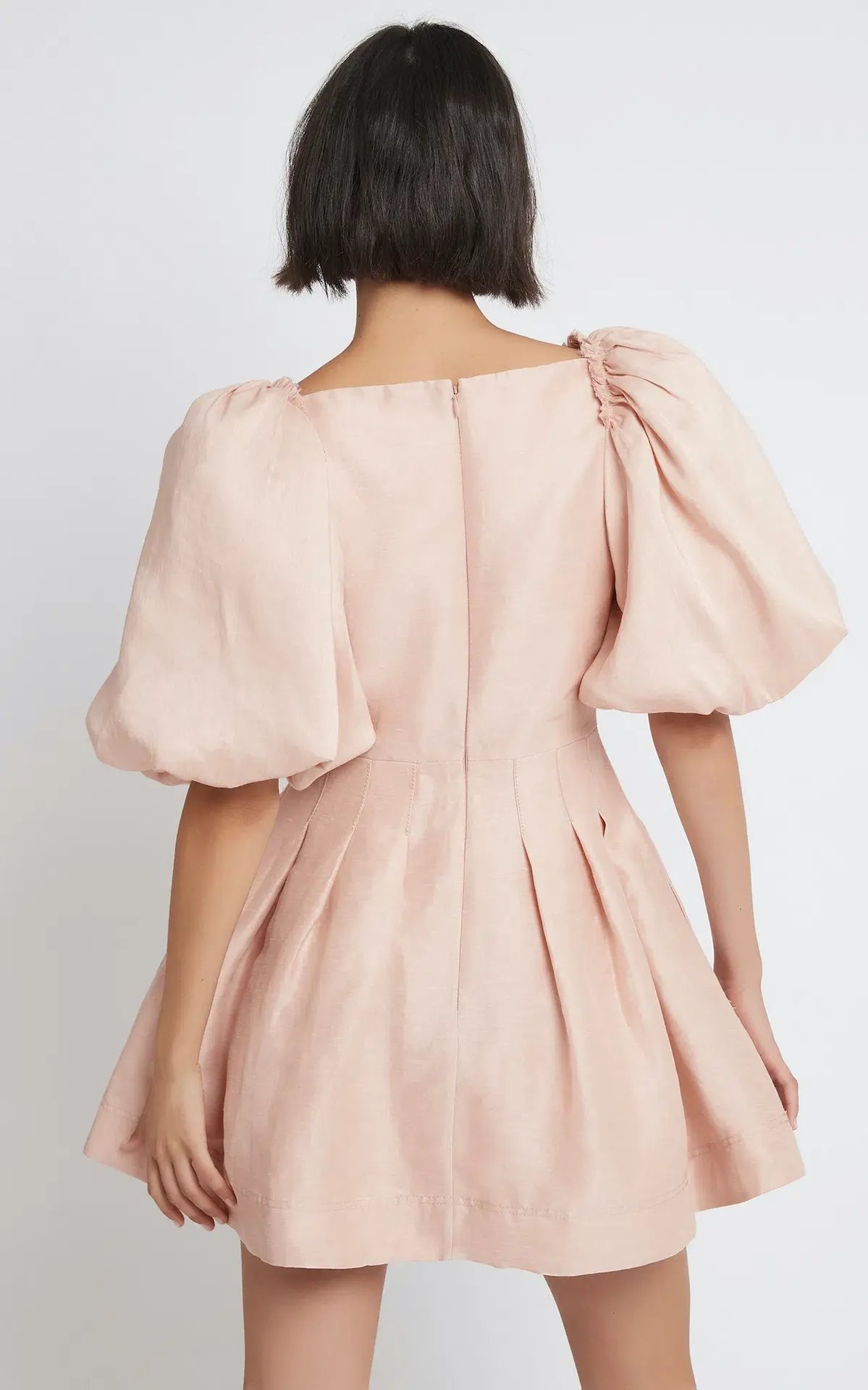 Aje Dusk Knot Puff Sleeve Mini Dress Blush Size 10 photo 3