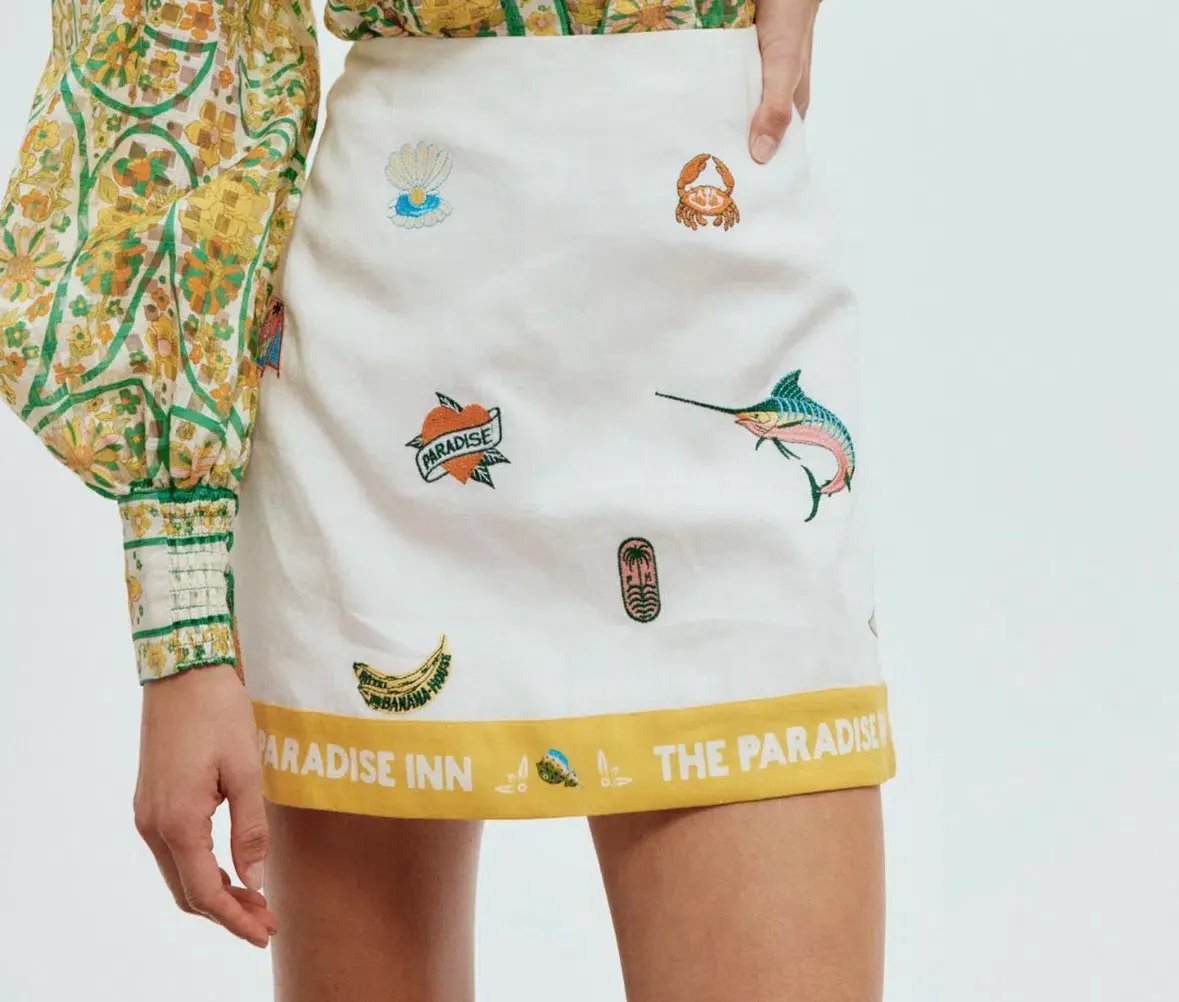 Alemais Blue Marlin Embroidered Shirt AU 14 and Skirt AU 16 in Print photo 6