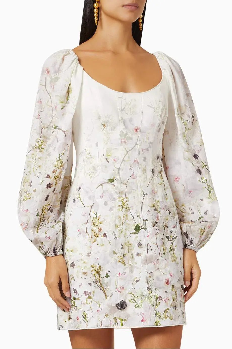 Zimmermann Dancer Panelled Mini Dress in Ivory Garden Floral Size 1/AU 10 photo 2