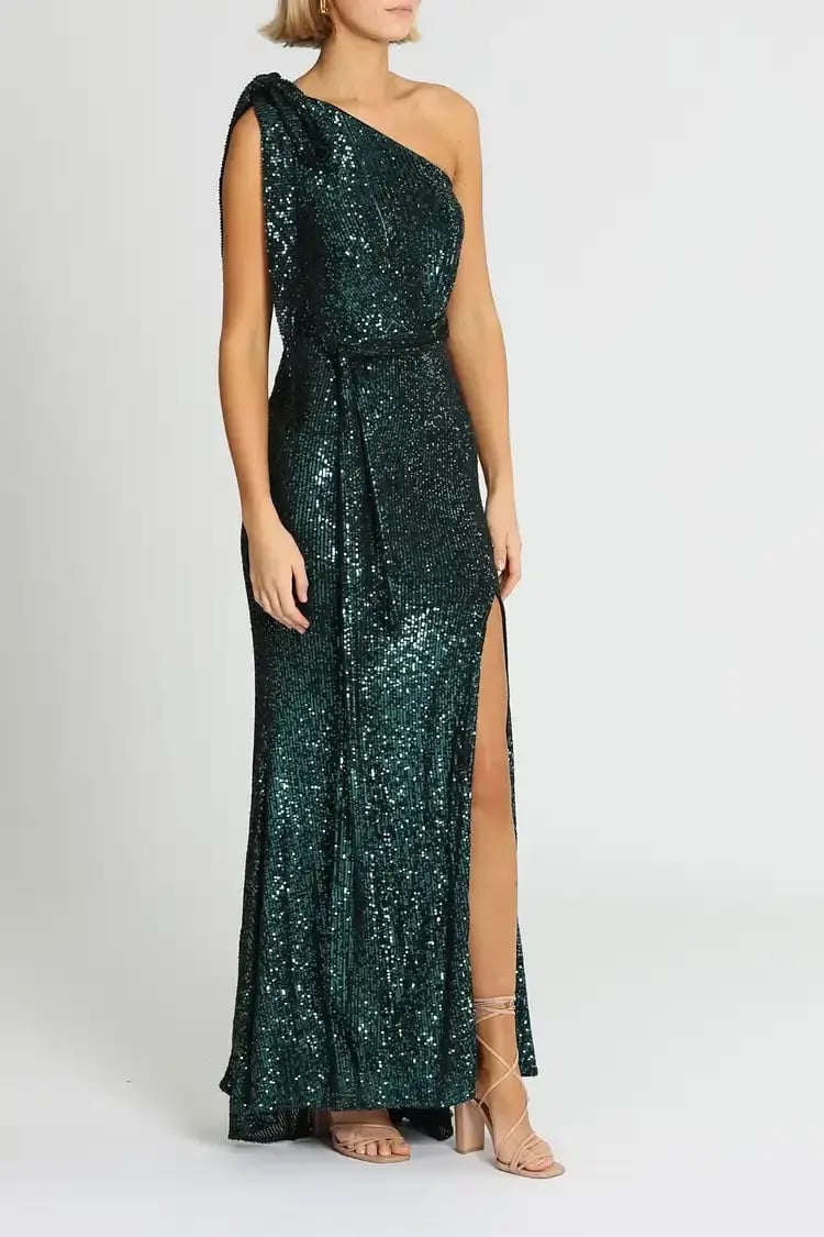 Love Honor Scala Sequin Gown Emerald Green Size AU 8 photo 2