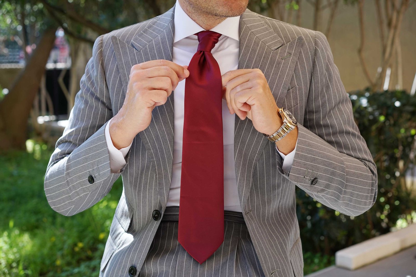 Otaa Burgundy Satin Necktie photo 5