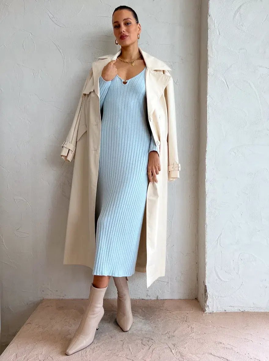 By Nicola Astrology Midi Knit Dress In Ice Blue Size AU 10 photo 6