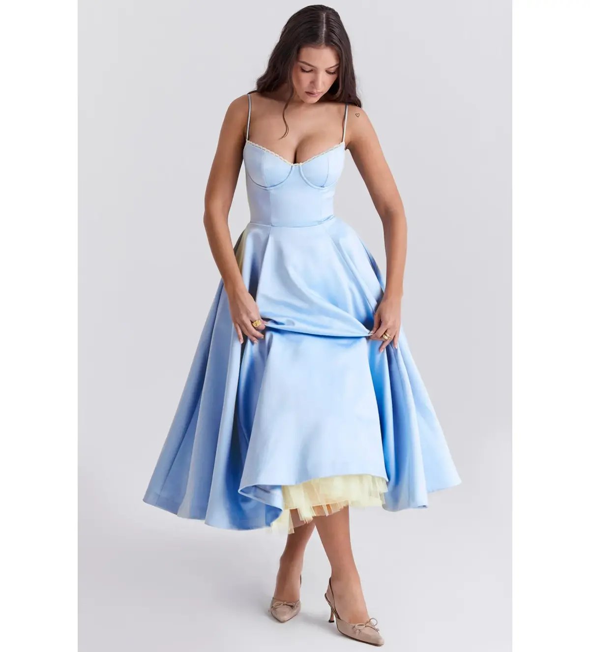 House of CB Mademoiselle Tulle Midi Dress Cinderella Blue Size M / AU 10 photo 2