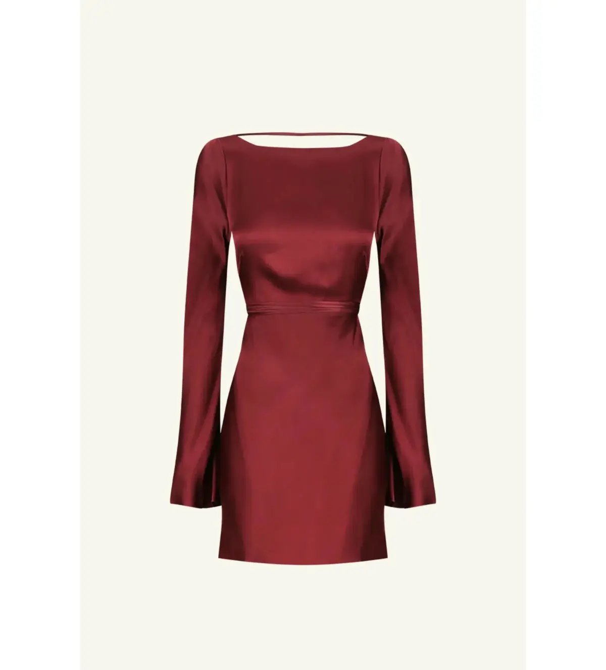 Shona Joy Elia Long Sleeve Open Back Tie Mini Dress Burgundy Size 10 photo 4