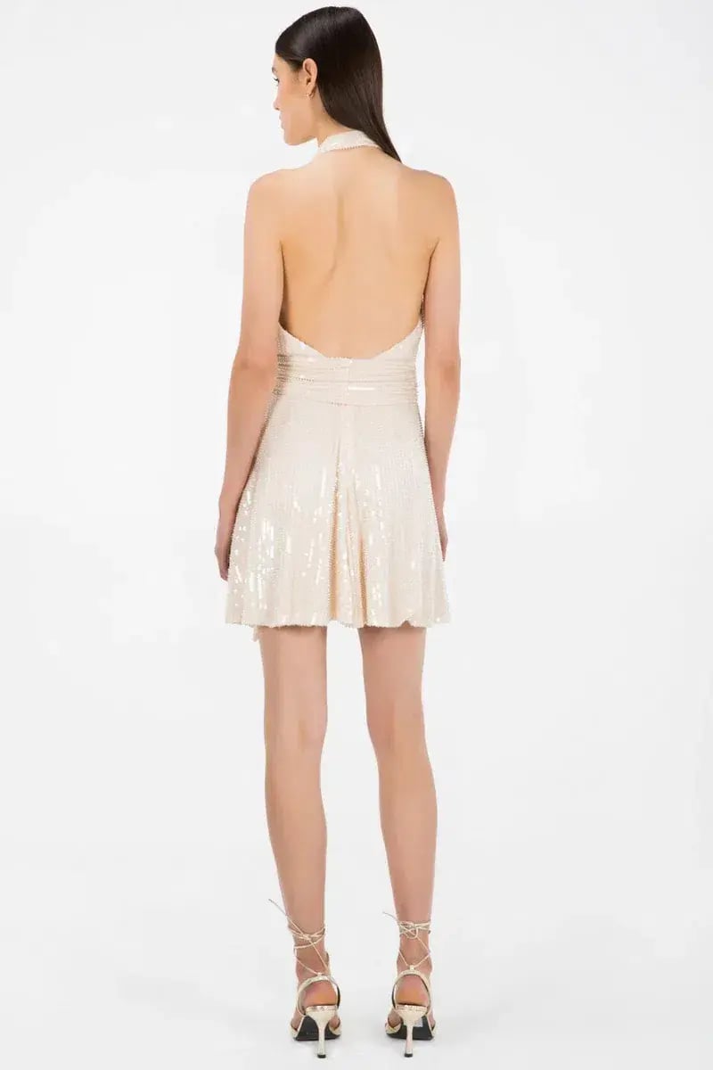 MISHA Embellished Sequin Dress Cream Size 8/S photo 3