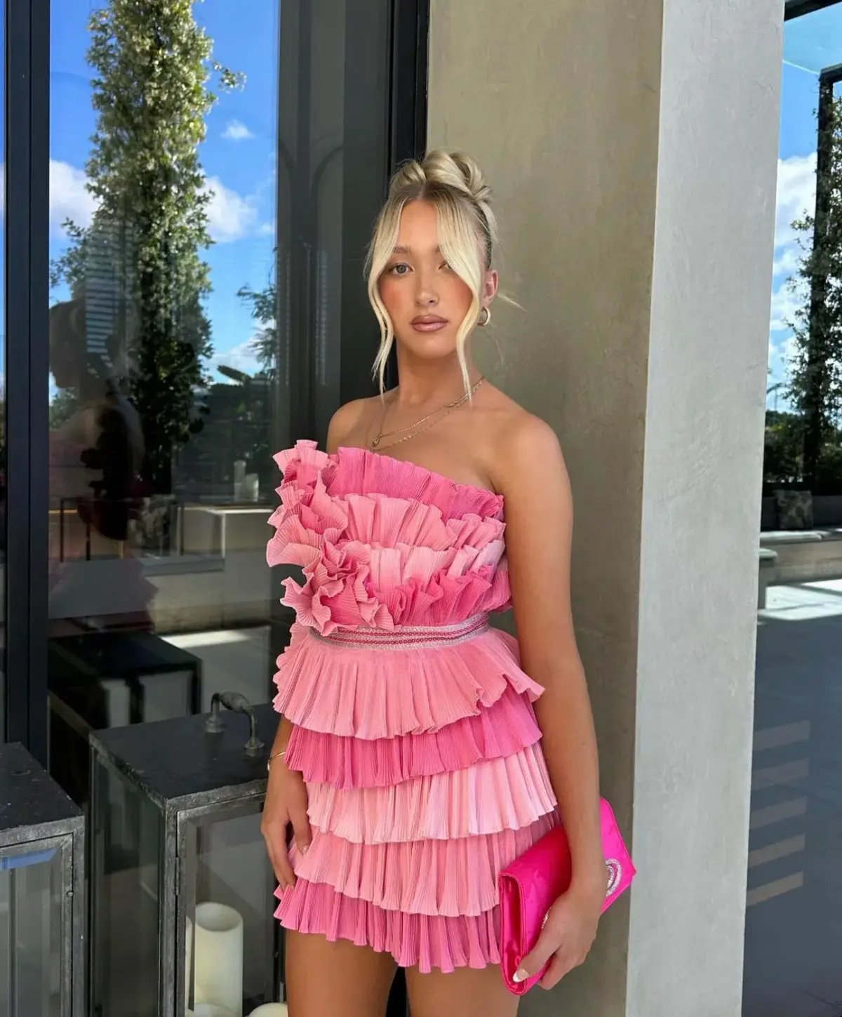 Eliya the Label Josephine Mini Dress Pink Size M/Au 10 photo 4