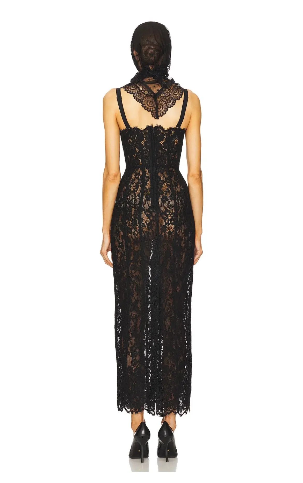 Helsa Black Lace Column Dress Black Size 8 photo 4